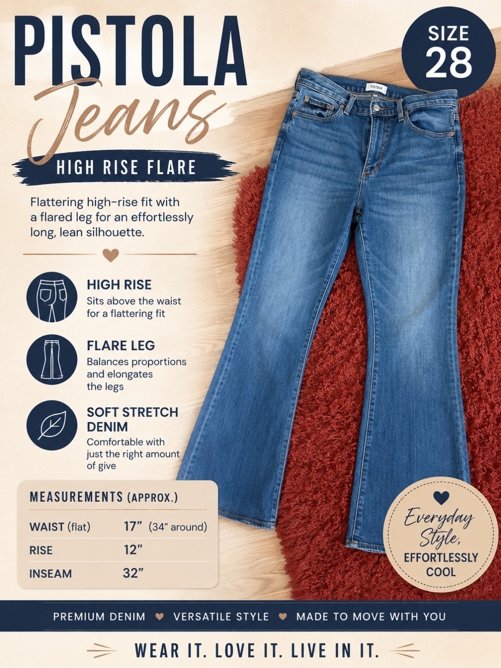 pistola Blue High-Rise Flare Jeans